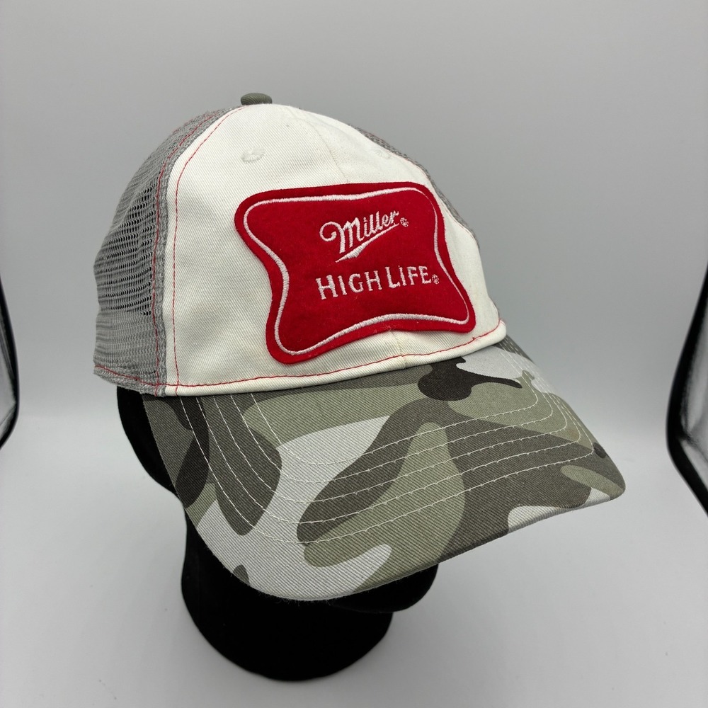 Miller High Life Camo Trucker Hat Snapback Adjustable Mesh Back